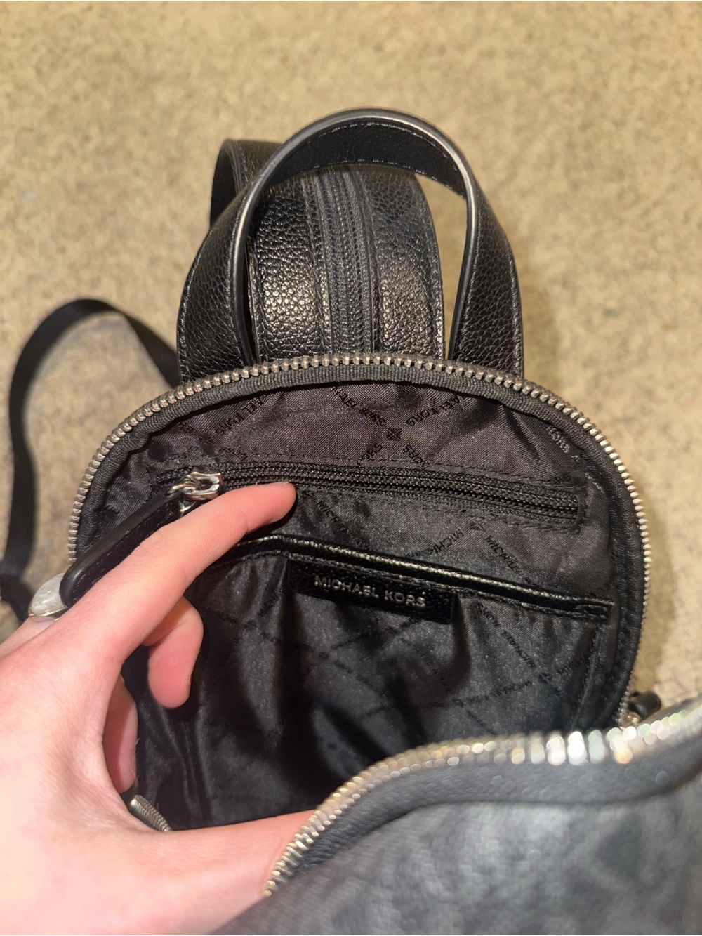 Michael Kors Black MK Logo Mini Backpack with Silver Hardware — “Erin”— NWT - Picture 5 of 5